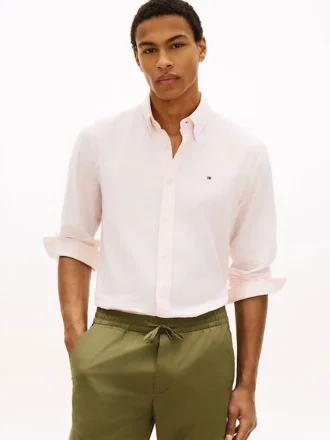 Chemise à rayures en mélange de lin, coupe classique