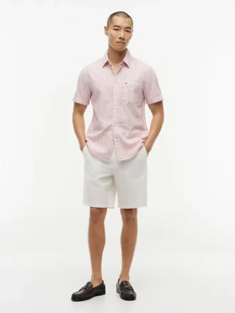 Chemise à rayures en mélange de lin, coupe classique
