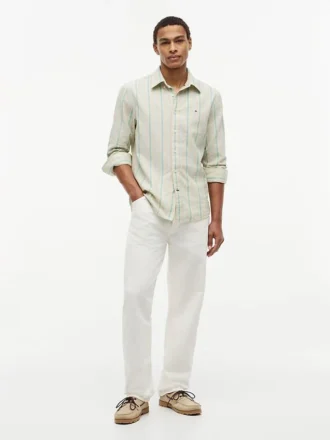 Chemise à rayures en mélange de lin, coupe classique