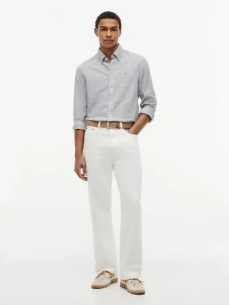 Chemise à rayures en mélange de lin, coupe classique