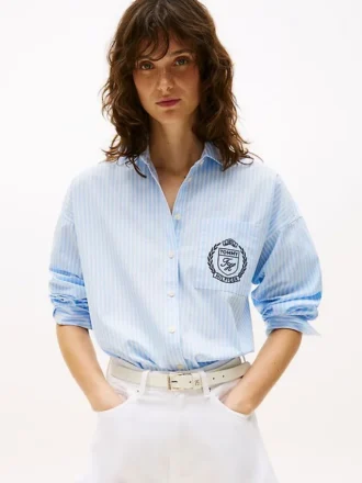 Chemise à rayures et logo Crest, coupe décontractée