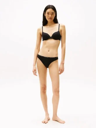 Culotte bikini taille basse à logo répété