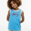 Débardeur pour enfant avec logo Tommy en lettres cursives Débardeur pour enfant avec logo Tommy en lettres cursives