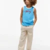 Débardeur pour enfant avec logo Tommy en lettres cursives Débardeur pour enfant avec logo Tommy en lettres cursives