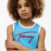 Débardeur pour enfant avec logo Tommy en lettres cursives Débardeur pour enfant avec logo Tommy en lettres cursives