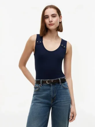 Débardeur slim à boutons dorés style marin