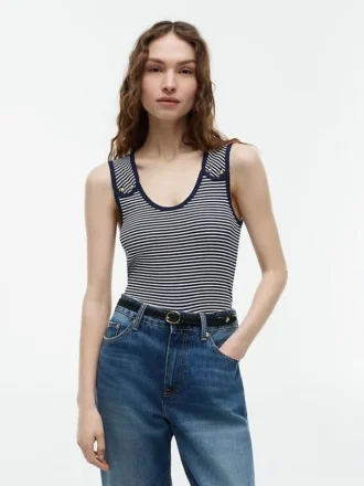 Débardeur slim à boutons dorés style marin