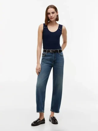 Débardeur slim à boutons dorés style marin