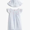 Ensemble cadeau robe et chapeau rayés pour bébés Ensemble cadeau robe et chapeau rayés pour bébés