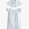Ensemble cadeau robe et chapeau rayés pour bébés Ensemble cadeau robe et chapeau rayés pour bébés