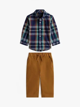 Ensemble chemise et pantalon à carreaux pour bébés
