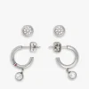 Ensemble de boucles d&rsquo;oreilles créoles et clous rehaussées de cristaux