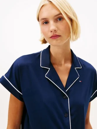 Ensemble de nuit chemise et Shorts à bordures contrastées