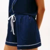 Ensemble de nuit chemise et Shorts à bordures contrastées Ensemble de nuit chemise et Shorts à bordures contrastées