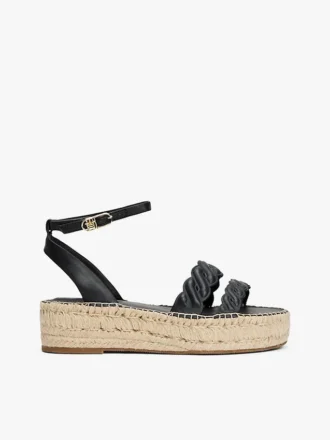 Espadrilles à plateforme en cuir avec lanières torsadées