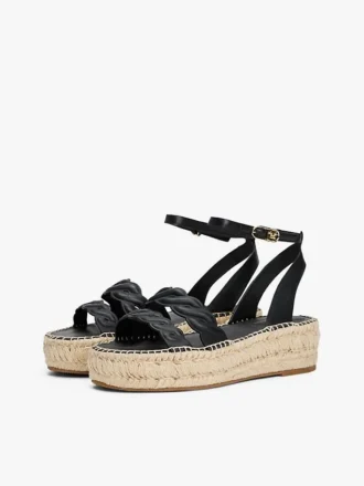 Espadrilles à plateforme en cuir avec lanières torsadées