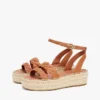 Espadrilles à plateforme en cuir avec lanières torsadées Espadrilles à plateforme en cuir avec lanières torsadées