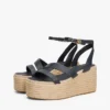 Espadrilles à semelle compensée et lanières en cuir Espadrilles à semelle compensée et lanières en cuir