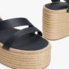Espadrilles à semelle compensée et lanières en cuir Espadrilles à semelle compensée et lanières en cuir