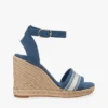 Espadrilles à talon compensé en denim avec logo en sangle Espadrilles à talon compensé en denim avec logo en sangle