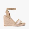 Espadrilles à talon compensé en denim avec logo en sangle Espadrilles à talon compensé en denim avec logo en sangle