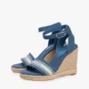 Espadrilles à talon compensé en denim avec logo en sangle Espadrilles à talon compensé en denim avec logo en sangle