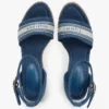 Espadrilles à talon compensé en denim avec logo en sangle Espadrilles à talon compensé en denim avec logo en sangle