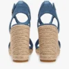 Espadrilles à talon compensé en denim avec logo en sangle Espadrilles à talon compensé en denim avec logo en sangle