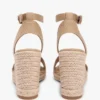 Espadrilles à talon compensé en denim avec logo en sangle Espadrilles à talon compensé en denim avec logo en sangle
