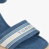 Espadrilles à talon compensé en denim avec logo en sangle Espadrilles à talon compensé en denim avec logo en sangle