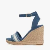 Espadrilles à talon compensé en denim avec logo en sangle Espadrilles à talon compensé en denim avec logo en sangle