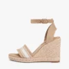 Espadrilles à talon compensé en denim avec logo en sangle Espadrilles à talon compensé en denim avec logo en sangle