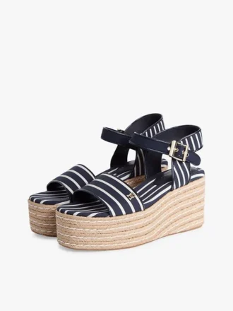 Espadrilles à talon compensé à rayures bretonnes Espadrilles à talon compensé à rayures bretonnes