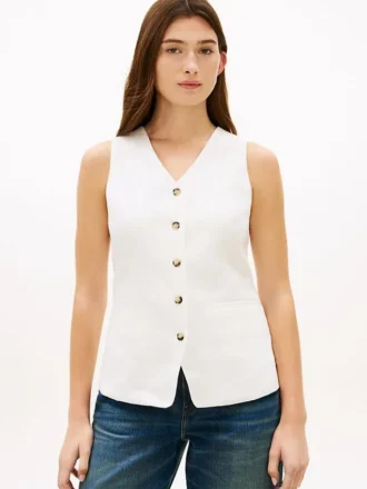 Gilet ajusté en mélange de lin