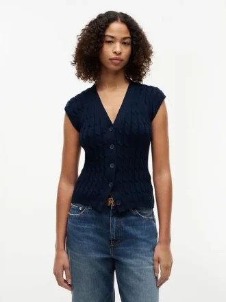 Gilet cardigan en maille torsadée