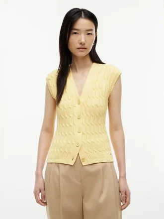 Gilet cardigan en maille torsadée