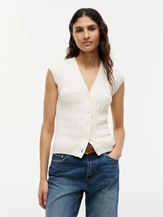 Gilet cardigan en maille torsadée