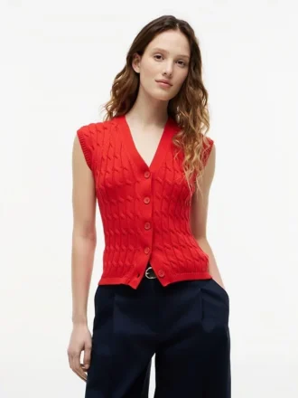 Gilet cardigan en maille torsadée