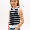 Gilet à rayures en maille torsadée pour enfant
