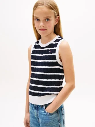 Gilet à rayures en maille torsadée pour enfant