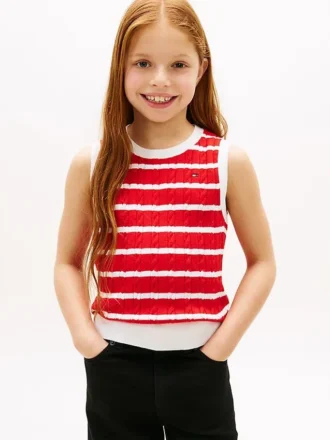 Gilet à rayures en maille torsadée pour enfant