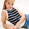 Gilet à rayures en maille torsadée pour enfant