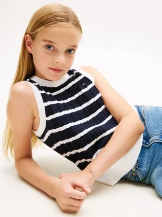 Gilet à rayures en maille torsadée pour enfant