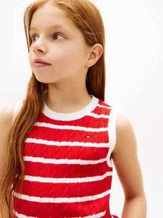 Gilet à rayures en maille torsadée pour enfant