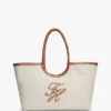 Grand sac fourre-tout en lin avec monogramme Grand sac fourre-tout en lin avec monogramme
