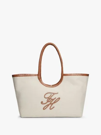 Grand sac fourre-tout en lin avec monogramme
