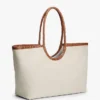 Grand sac fourre-tout en lin avec monogramme Grand sac fourre-tout en lin avec monogramme