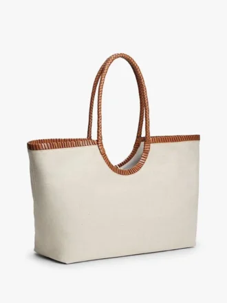 Grand sac fourre-tout en lin avec monogramme