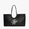 Grand sac fourre-tout en raphia avec monogramme en lettres cursives Grand sac fourre-tout en raphia avec monogramme en lettres cursives