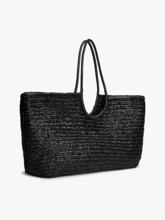 Grand sac fourre-tout en raphia avec monogramme en lettres cursives